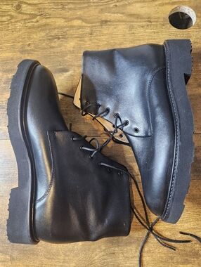 NEW Dear Frances Sz 38 Park Butter Soft Black Leather Combat Boots BAD SHOE LACE